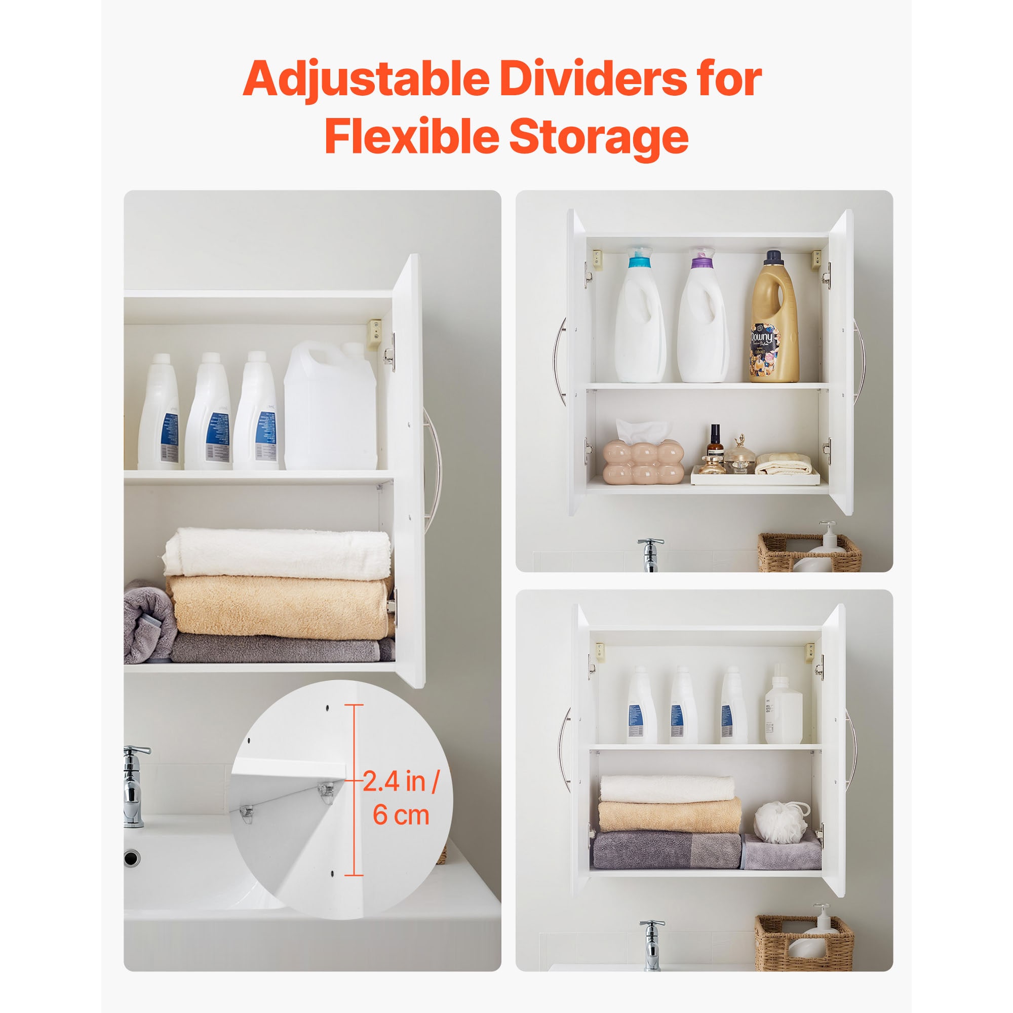 Laundry Room Wall Cabinet With Adjustable Shelves And 2 Doors_voghion.com